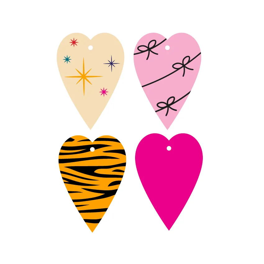 © Vintage Hearts - 2 pair Set - 5 styles