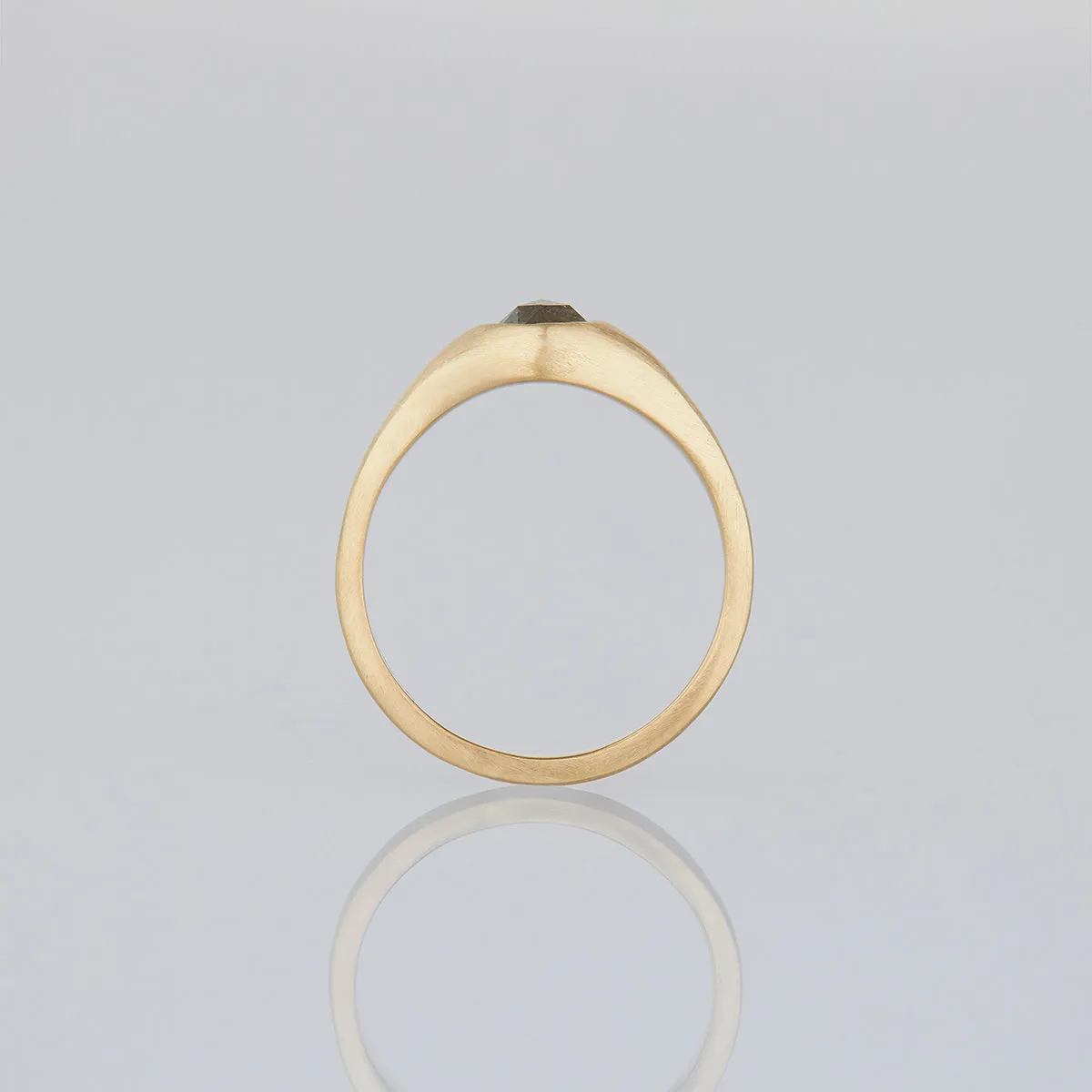 0.74 Carat One-of-a-Kind Rose Cut Grey Diamond Signet Ring | DR144-OOAK