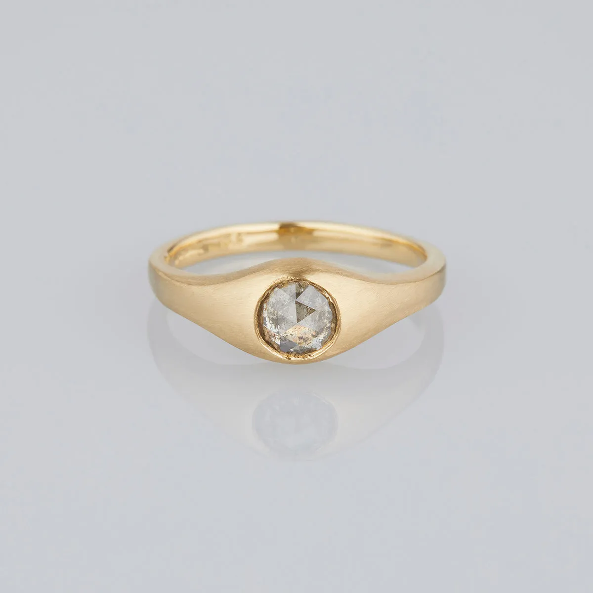 0.74 Carat One-of-a-Kind Rose Cut Grey Diamond Signet Ring | DR144-OOAK
