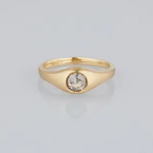 0.74 Carat One-of-a-Kind Rose Cut Grey Diamond Signet Ring | DR144-OOAK
