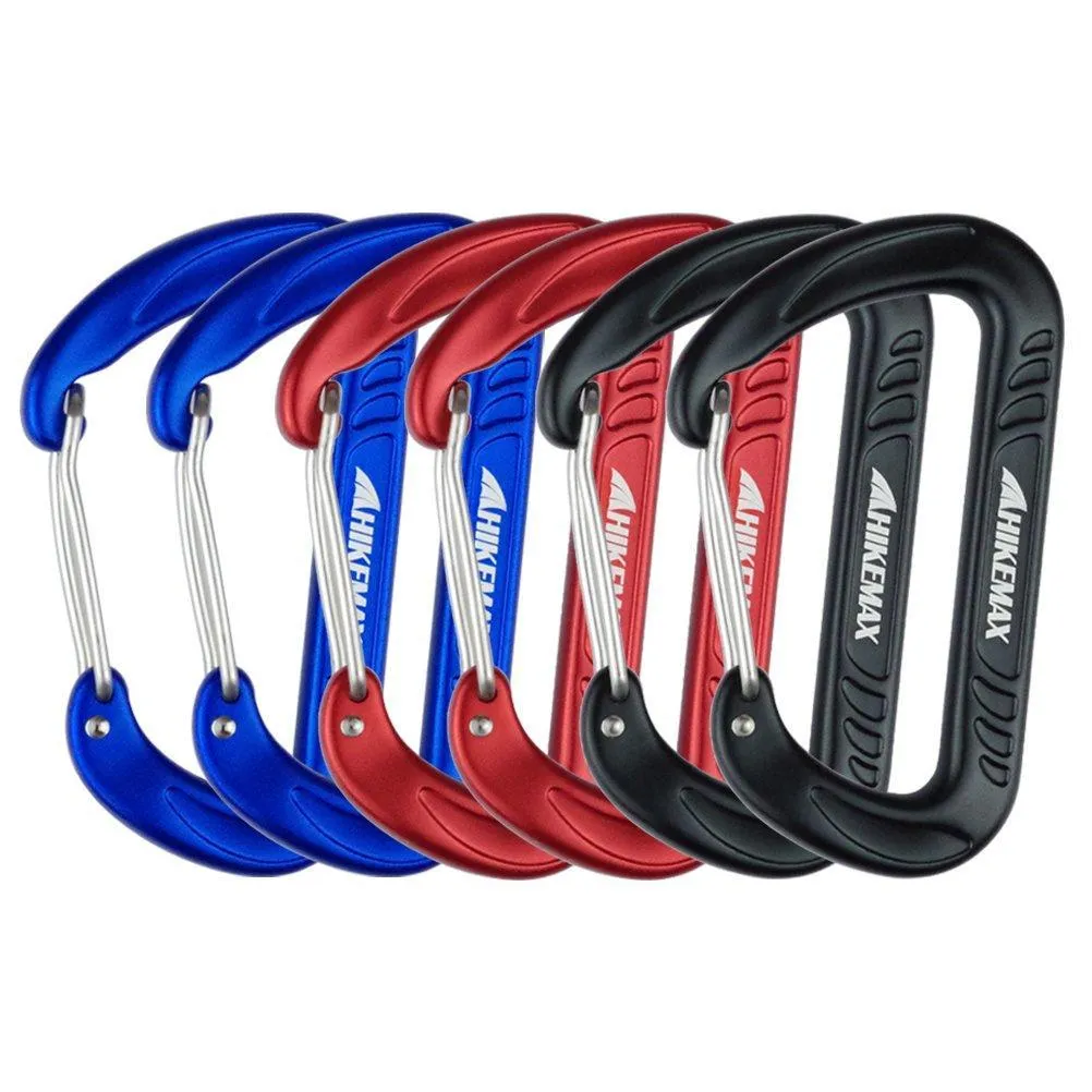 12KN Snag-Free Wiregate Carabiners Set with Pouch - Lightweight 7075 Aluminum Biners (Set of 4/6) - Best for Hammocks, Clipping On Camping Accessories, Keychains and More