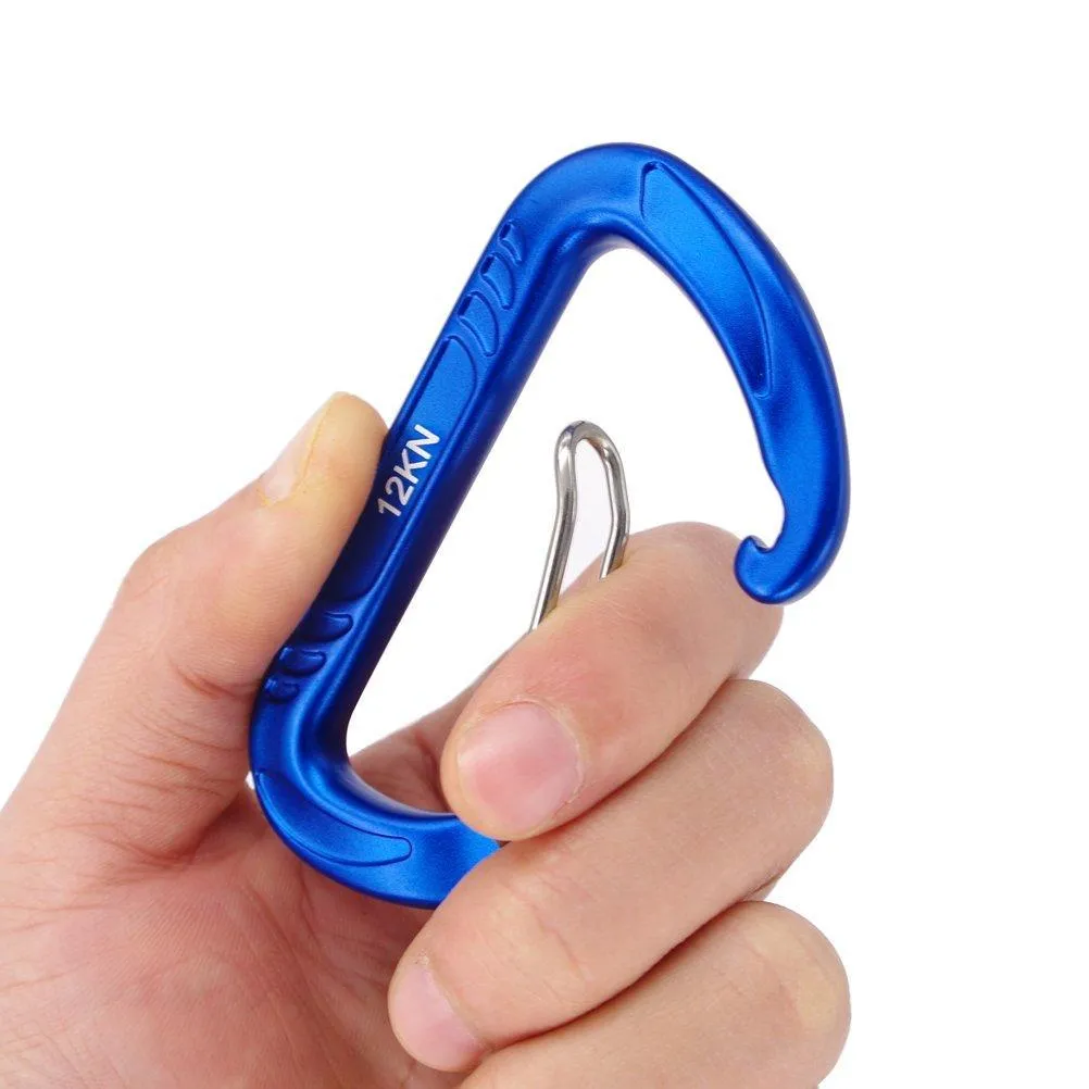 12KN Snag-Free Wiregate Carabiners Set with Pouch - Lightweight 7075 Aluminum Biners (Set of 4/6) - Best for Hammocks, Clipping On Camping Accessories, Keychains and More