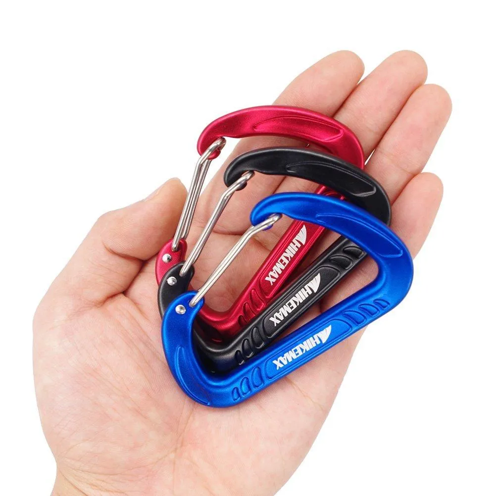 12KN Snag-Free Wiregate Carabiners Set with Pouch - Lightweight 7075 Aluminum Biners (Set of 4/6) - Best for Hammocks, Clipping On Camping Accessories, Keychains and More