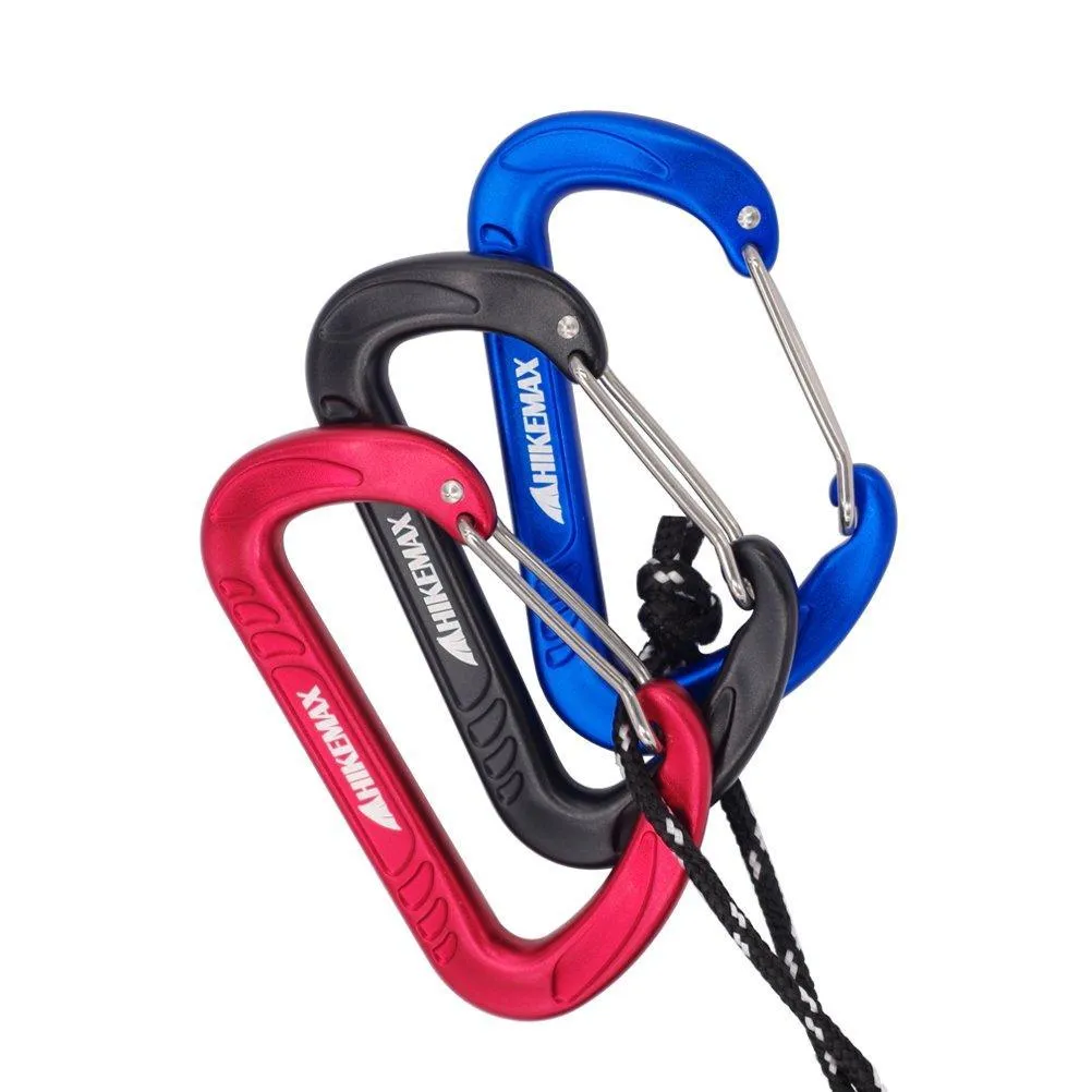 12KN Snag-Free Wiregate Carabiners Set with Pouch - Lightweight 7075 Aluminum Biners (Set of 4/6) - Best for Hammocks, Clipping On Camping Accessories, Keychains and More