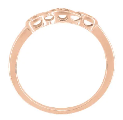 14 Karat Rose Gold Mid Century Retro Modern Filigree Diamond Wedding Ring