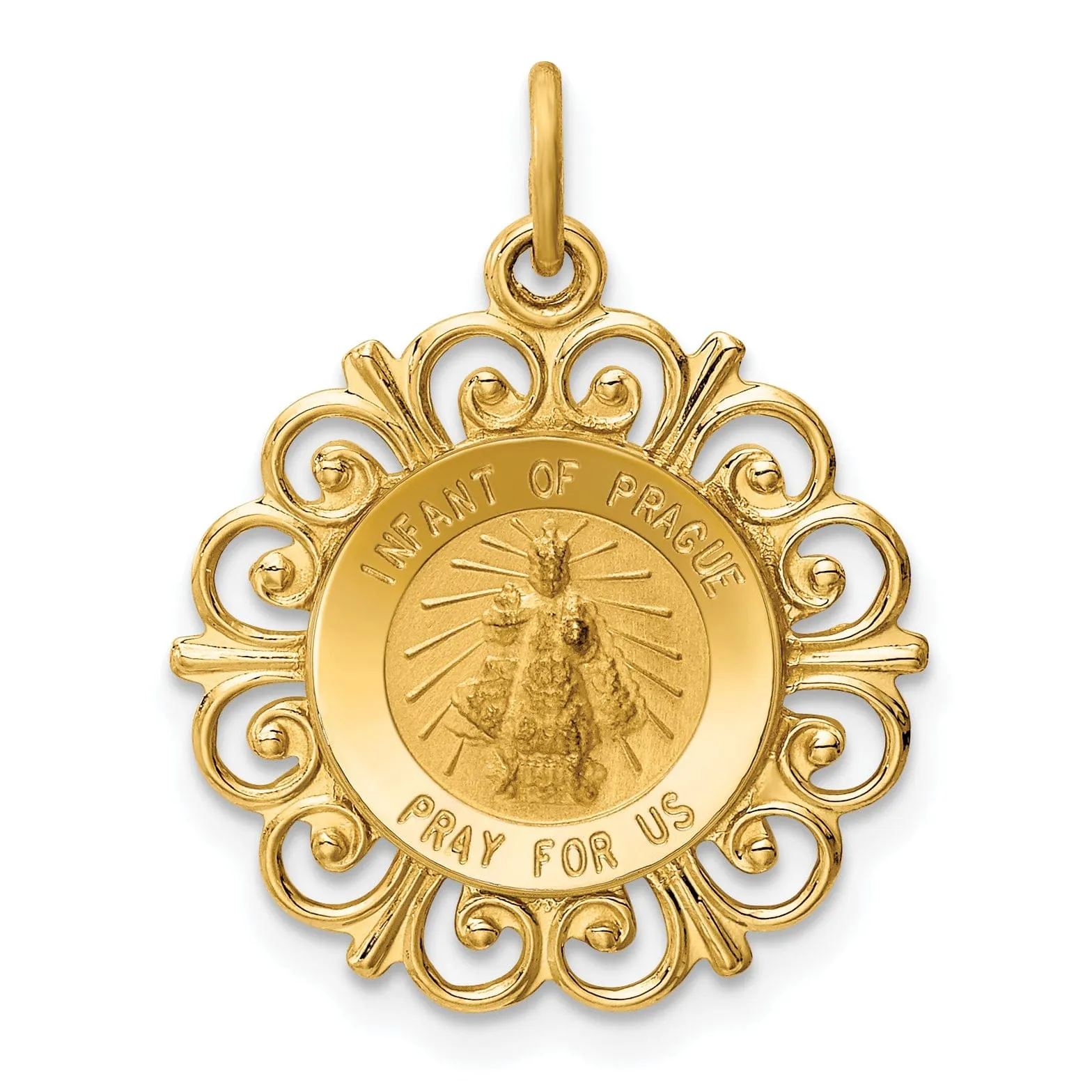 14k Yellow Gold Infant of Prague Medal Pendant