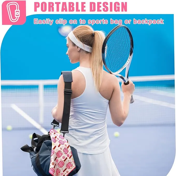15 x 17 Inch Microfiber and Cotton Sports Towels Athletic Sports Gifts Funny Prints Sports Themed Gifts with Hook Clip for Men Women Sports Gym Accessories (Pink,Hollow Ball)
