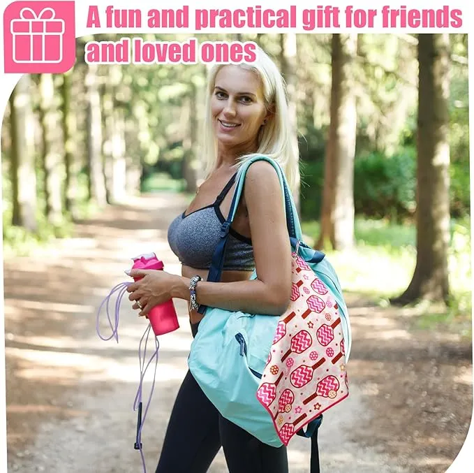 15 x 17 Inch Microfiber and Cotton Sports Towels Athletic Sports Gifts Funny Prints Sports Themed Gifts with Hook Clip for Men Women Sports Gym Accessories (Pink,Hollow Ball)