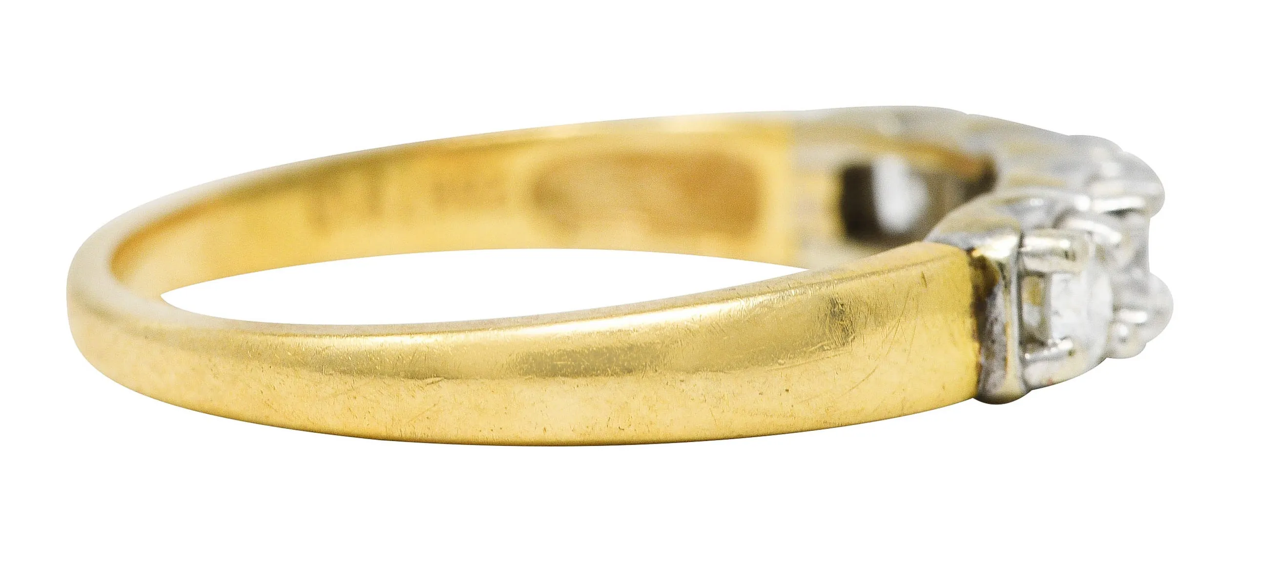1940's Retro 0.50 CTW Diamond 14 Karat Two-Tone Anniversary Vintage Band Ring