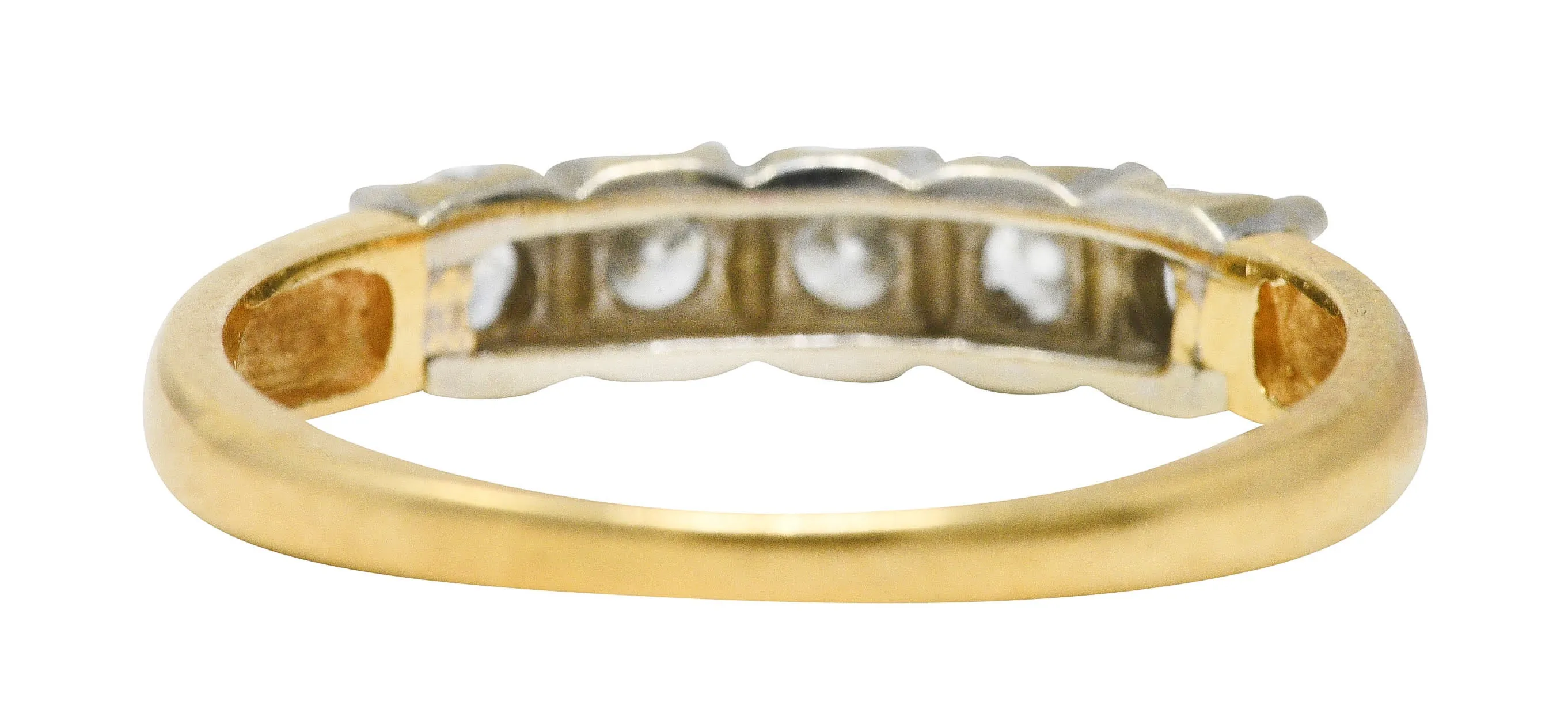 1940's Retro 0.50 CTW Diamond 14 Karat Two-Tone Anniversary Vintage Band Ring