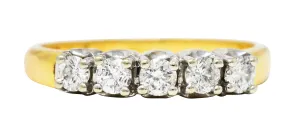 1940's Retro 0.50 CTW Diamond 14 Karat Two-Tone Anniversary Vintage Band Ring