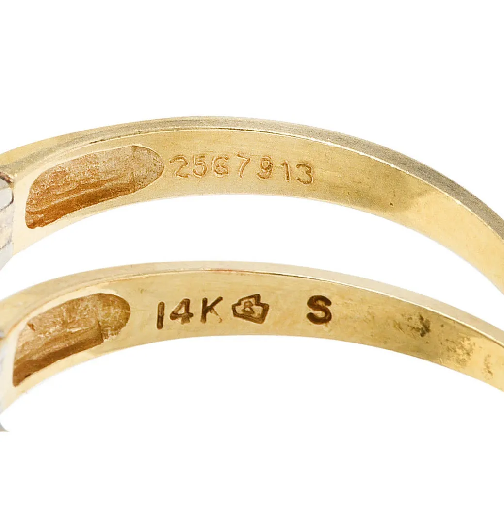 1940's Retro 0.50 CTW Diamond 14 Karat Two-Tone Anniversary Vintage Band Ring