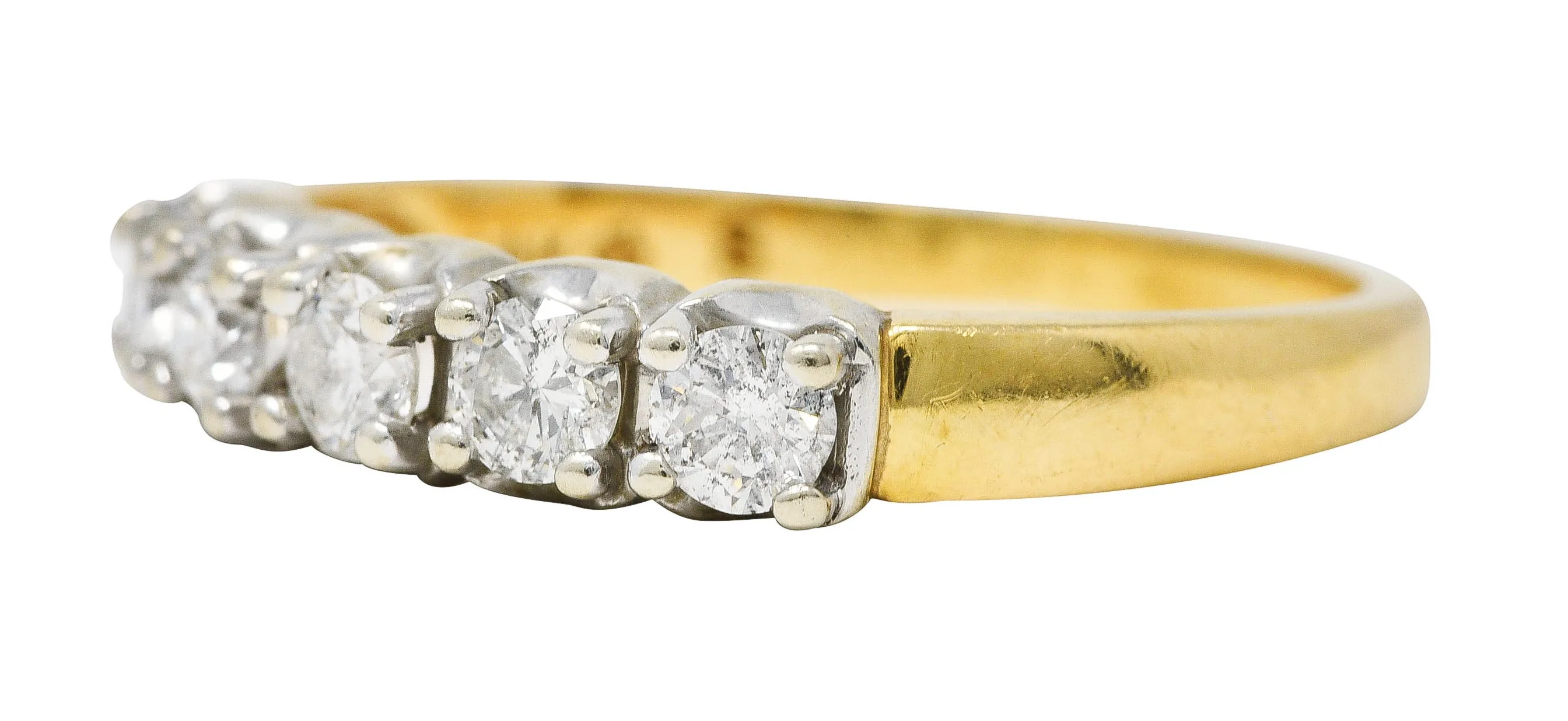 1940's Retro 0.50 CTW Diamond 14 Karat Two-Tone Anniversary Vintage Band Ring