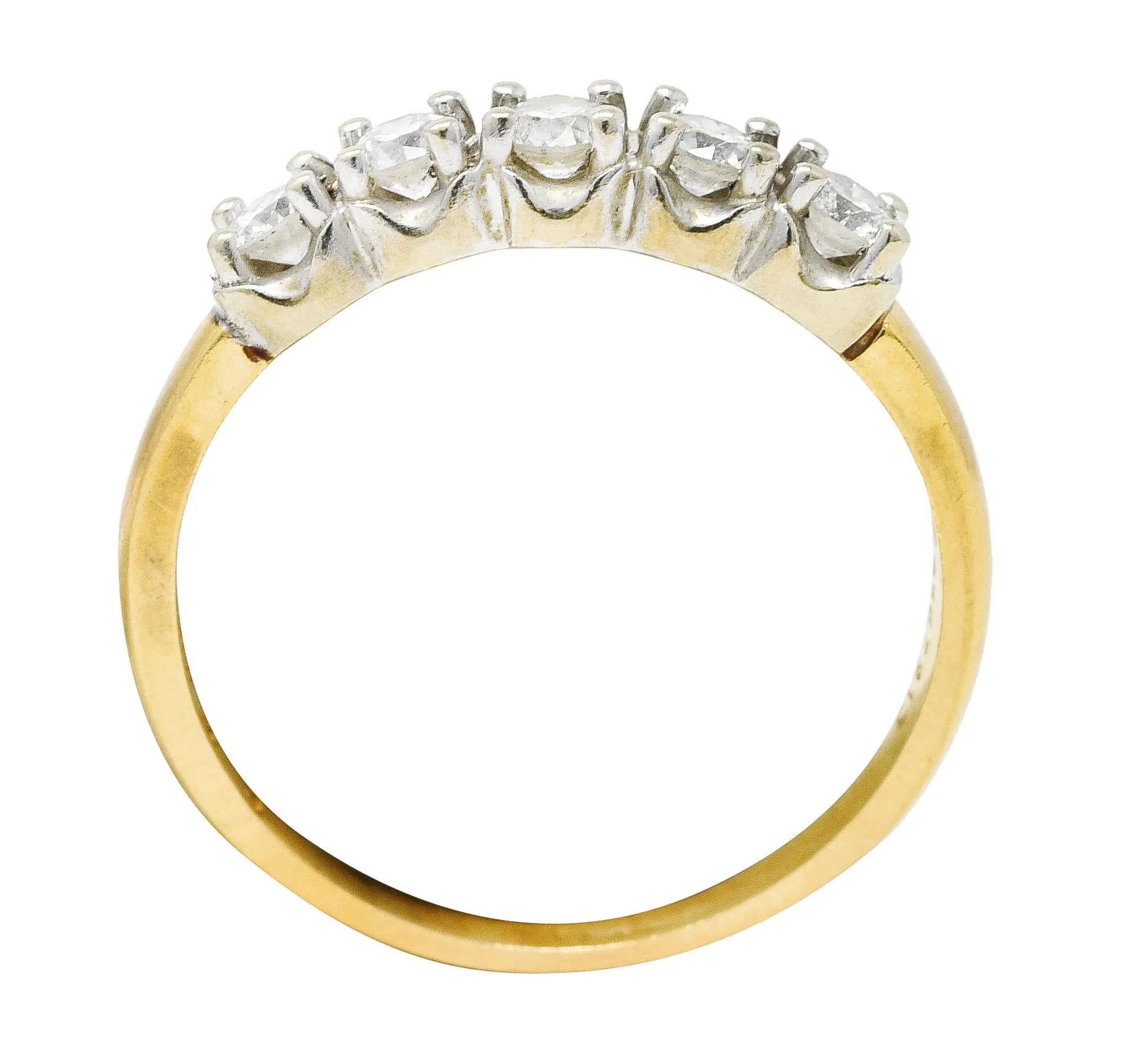 1940's Retro 0.50 CTW Diamond 14 Karat Two-Tone Anniversary Vintage Band Ring