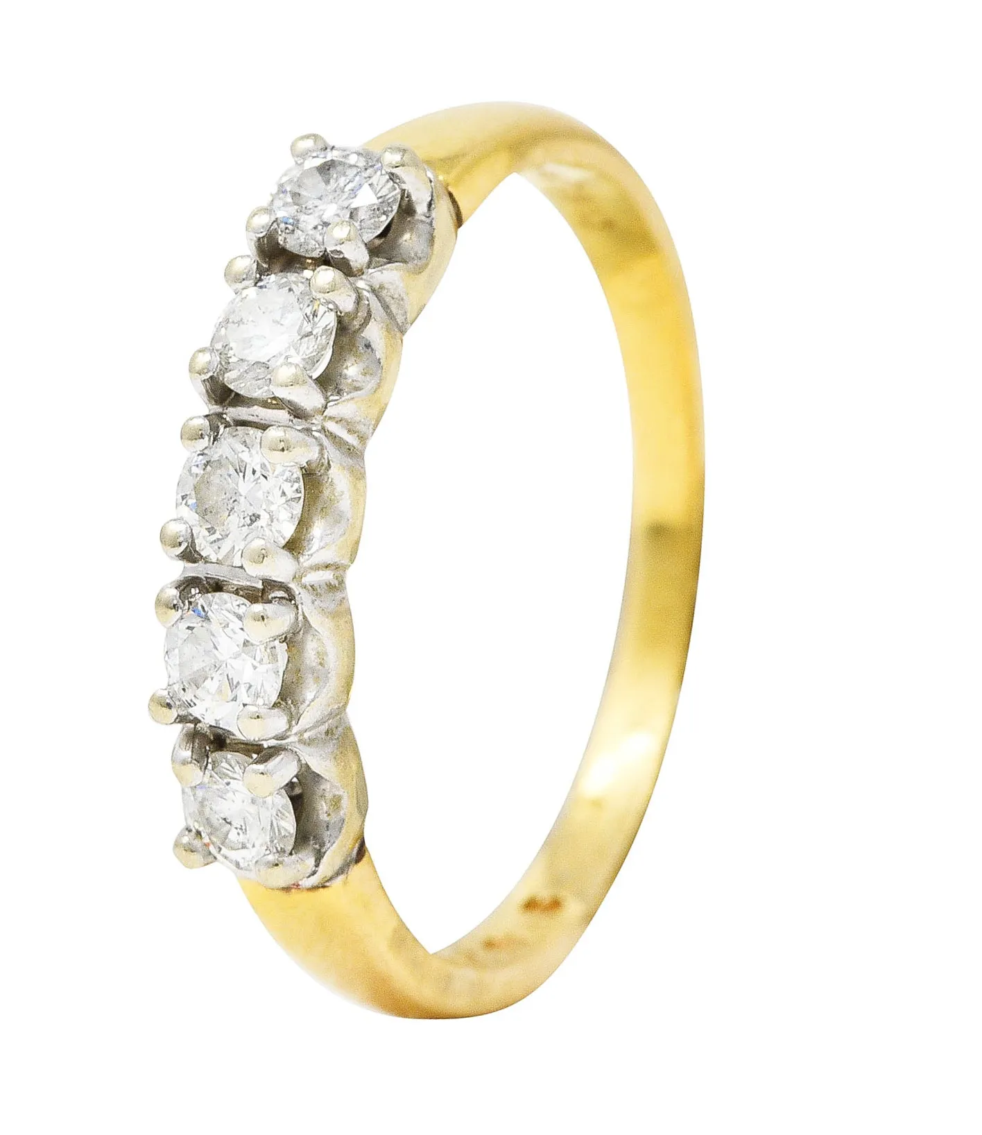 1940's Retro 0.50 CTW Diamond 14 Karat Two-Tone Anniversary Vintage Band Ring