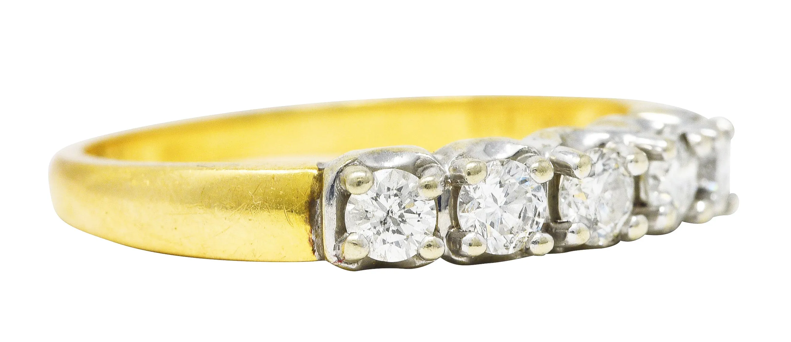 1940's Retro 0.50 CTW Diamond 14 Karat Two-Tone Anniversary Vintage Band Ring