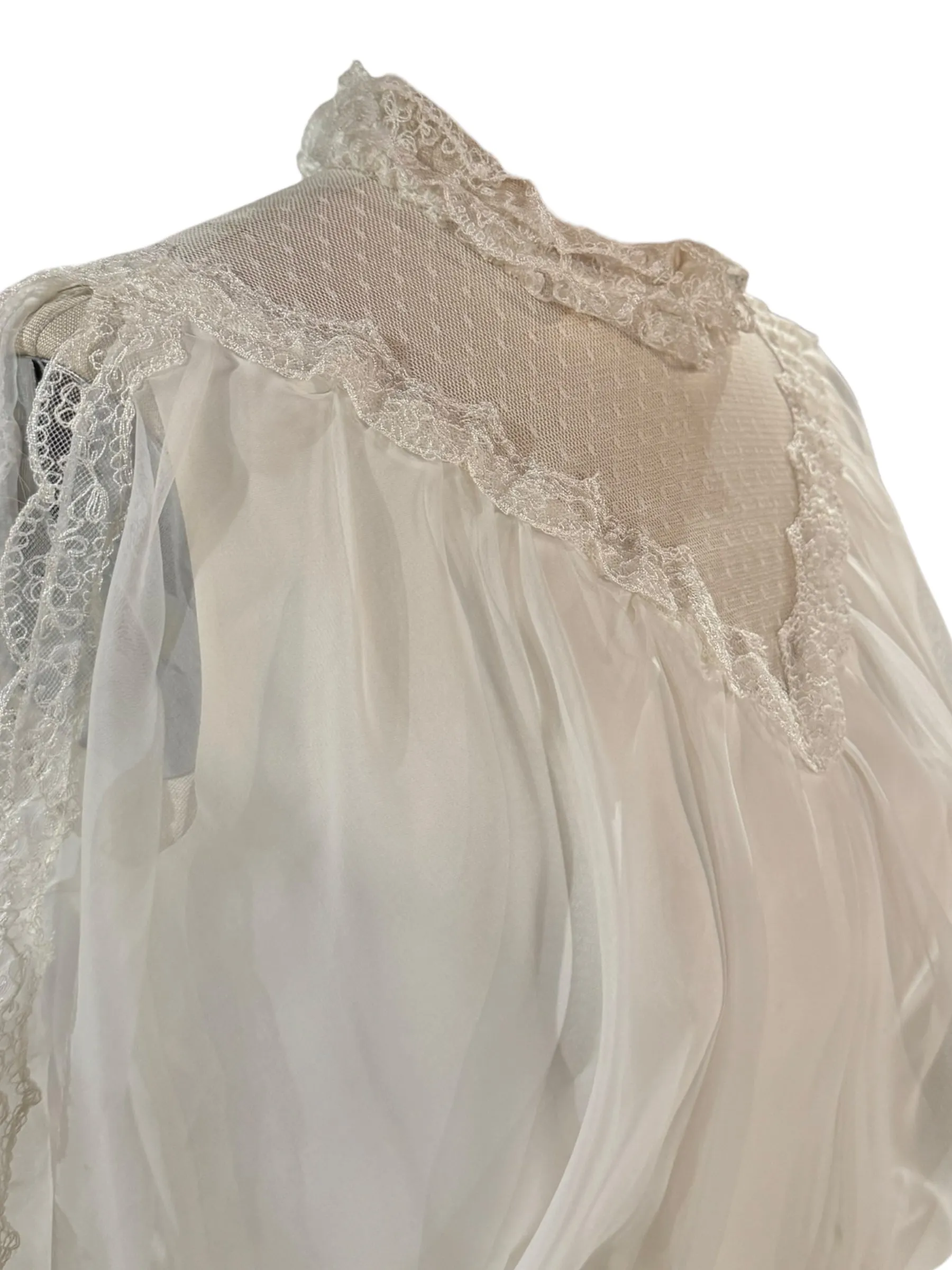 1970s Edwardian-inspired Sheer Wedding Gown