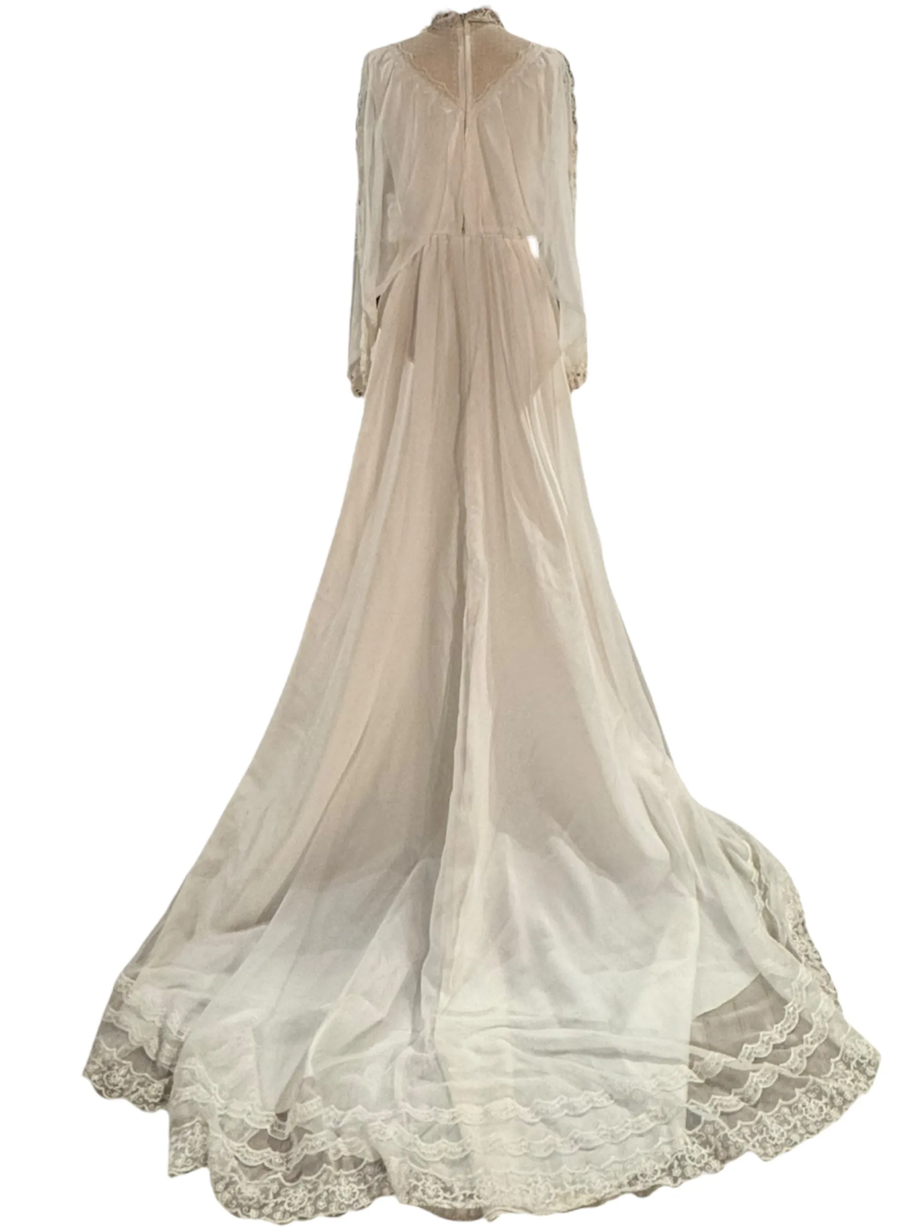 1970s Edwardian-inspired Sheer Wedding Gown