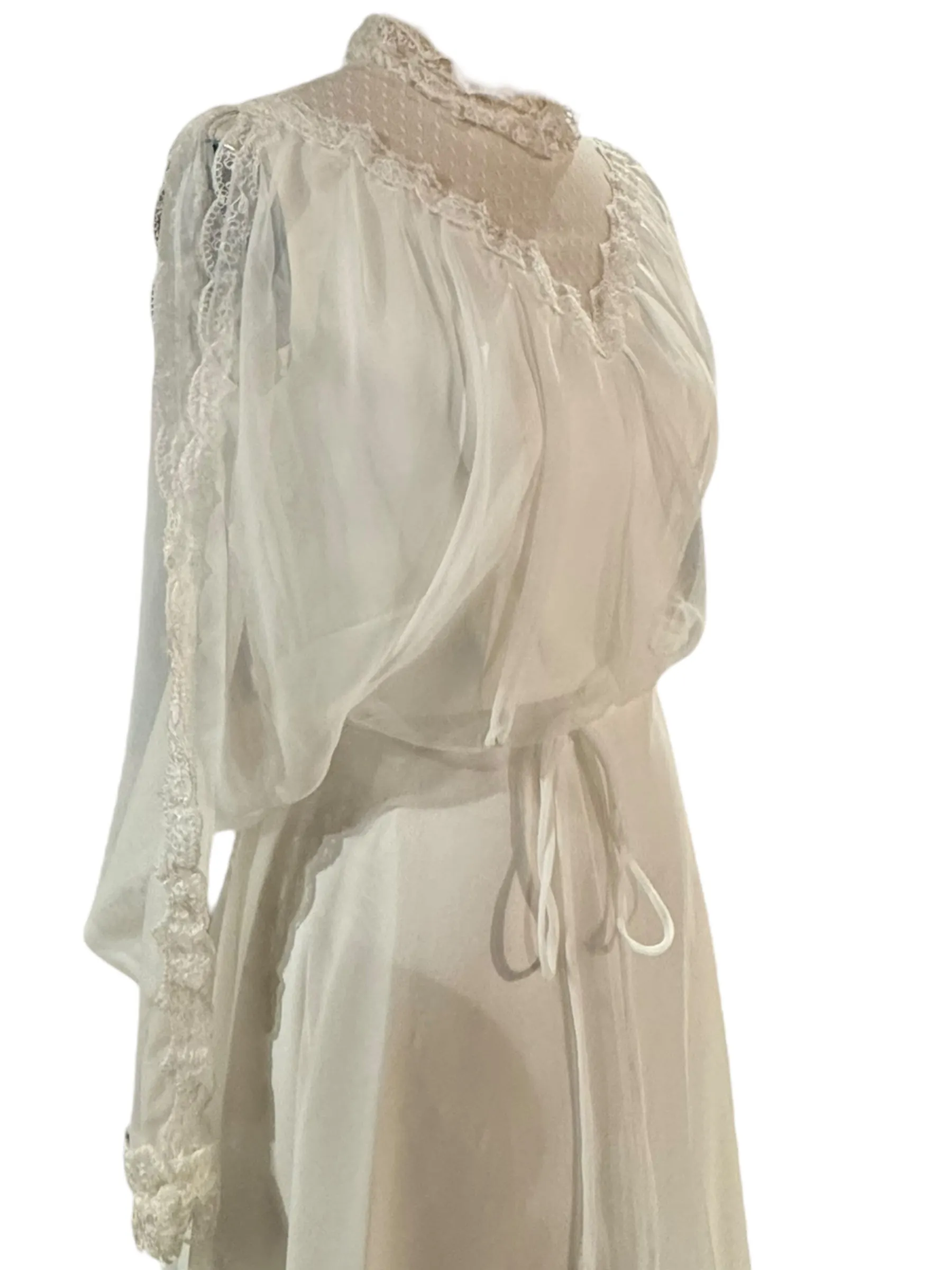 1970s Edwardian-inspired Sheer Wedding Gown