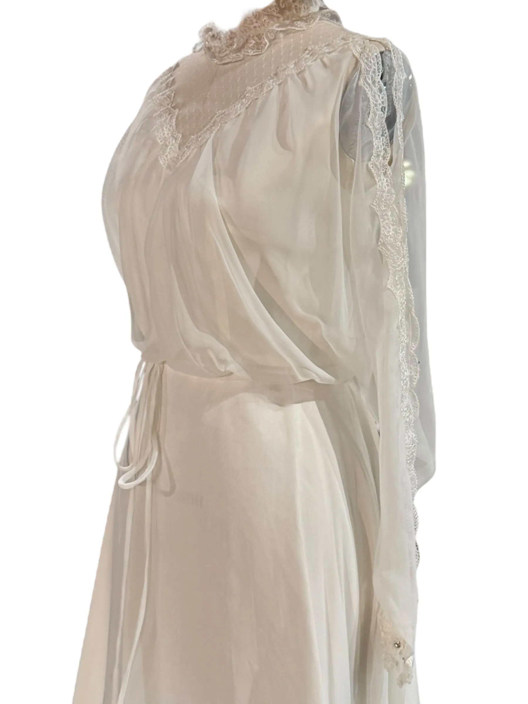 1970s Edwardian-inspired Sheer Wedding Gown