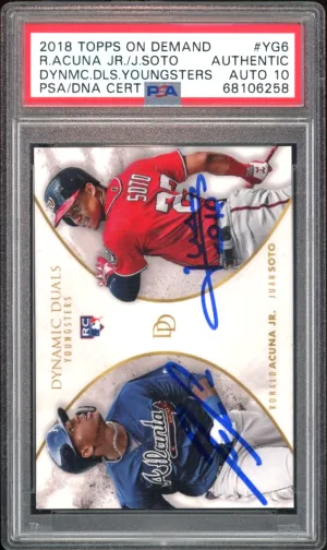2018 Topps Dynamic Duals Juan Soto/Ronald Acuna Jr. RC PSA/DNA Authentic Auto 10