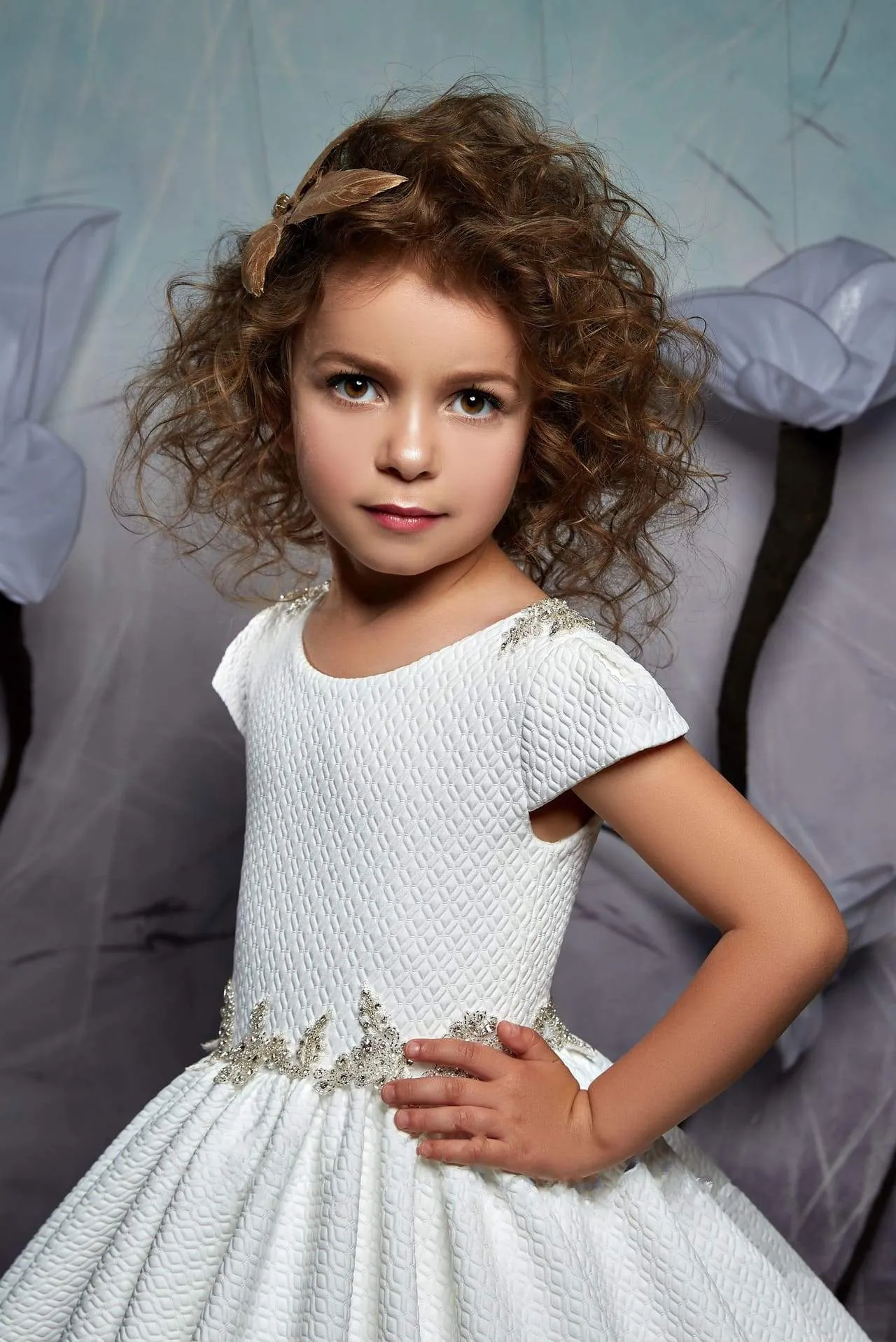 2328 Short Sleeve Rhinestone Belt Maxi Dress with Train