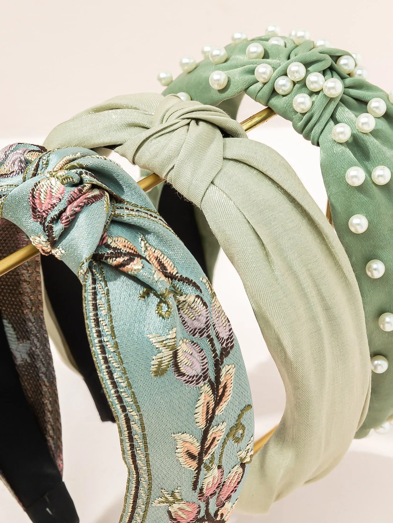 3pcs Style Crochet Flower & Solid Color Wide Headband