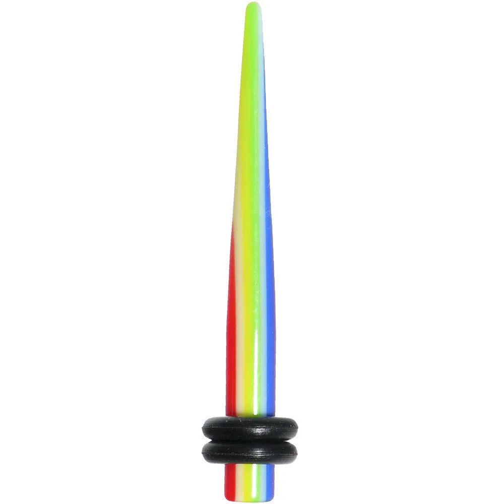 6 Gauge Acrylic Retro Rainbow Straight Taper