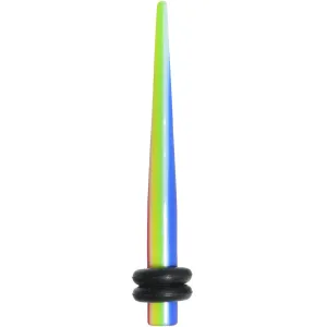 8 Gauge Acrylic Retro Rainbow Straight Taper