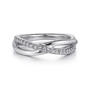 925 Sterling Silver White Sapphire Pave Criss Cross Ring
