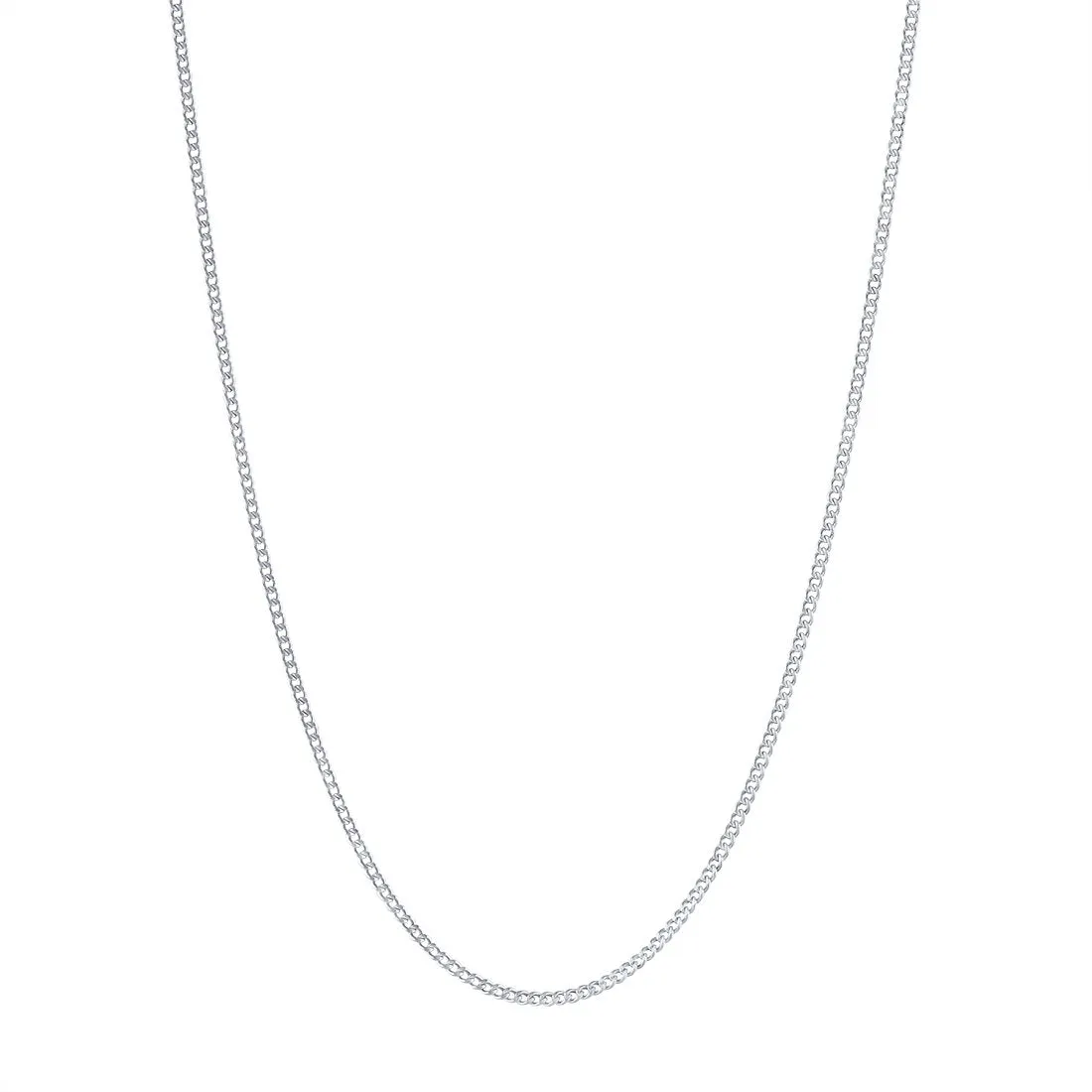 9ct White Gold Diamond Cut Curb Chain Necklace 50cm