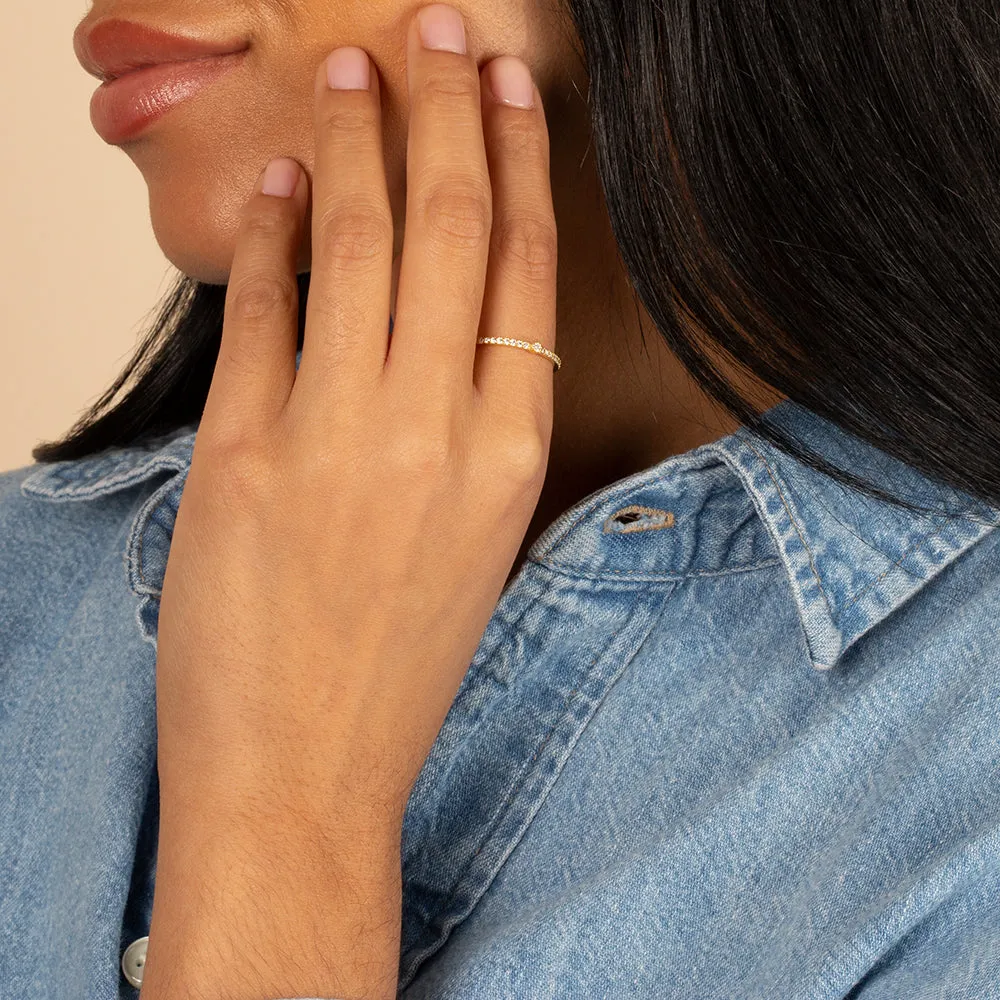 Accented Single Stone Pavé Ring