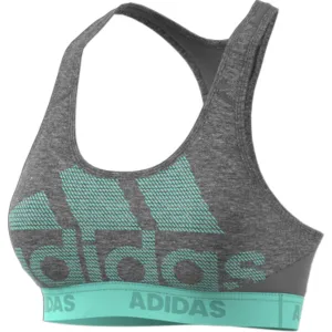 adidas Womens Alphaskin Sports Bra (Dark Grey/Clear Mint)