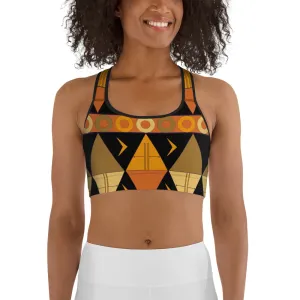 African Tribal Print Sports bra - Earthy