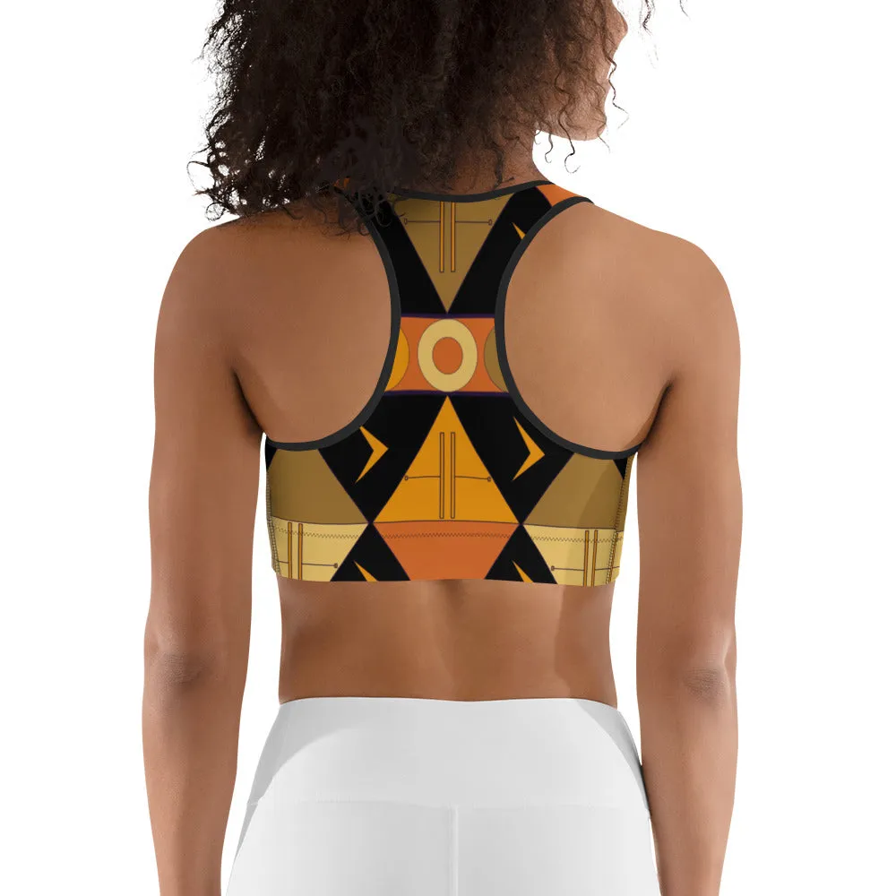 African Tribal Print Sports bra - Earthy