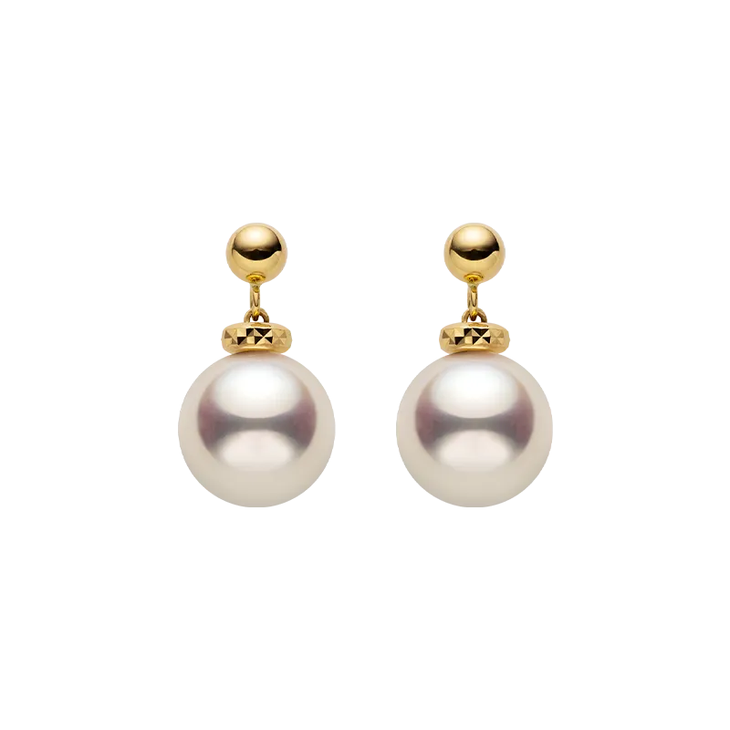 Akoya Pearl 18K Gold Italian Casual Style Stud Earrings