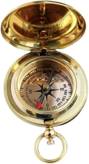 Antique Brass Golden Compass Push Open Pocket Compass Strong & Durable Lightweight Carrieble Item for Navigation Traveling Camping Hiking Gift