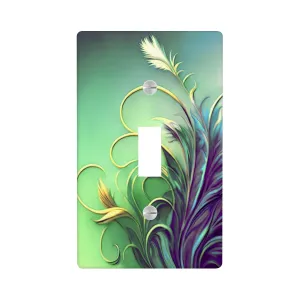 Artsy Floral Switch Plate Cover, Pale Green and Purple, Unique Home Decor, Two Sizes