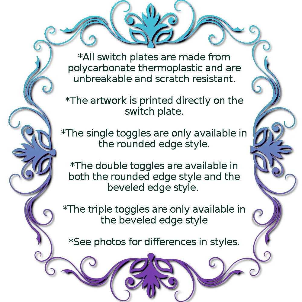 Artsy Floral Switch Plate Cover, Pale Green and Purple, Unique Home Decor, Two Sizes