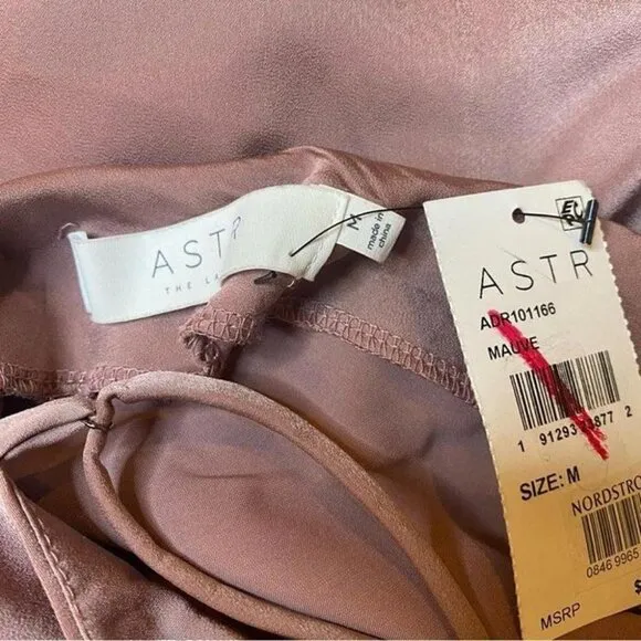 ASTR The Label Mauve Halter Neck Satin Front Slit Midi Dress Size M NWT