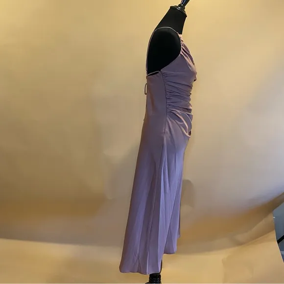 ASTR The Label Mauve Halter Neck Satin Front Slit Midi Dress Size M NWT