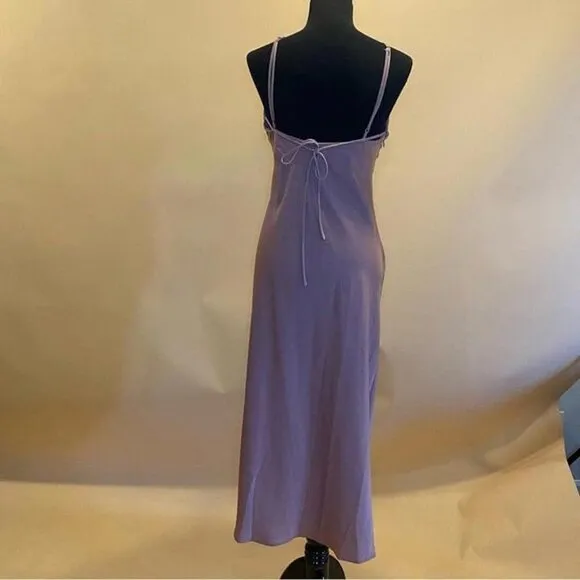 ASTR The Label Mauve Halter Neck Satin Front Slit Midi Dress Size M NWT