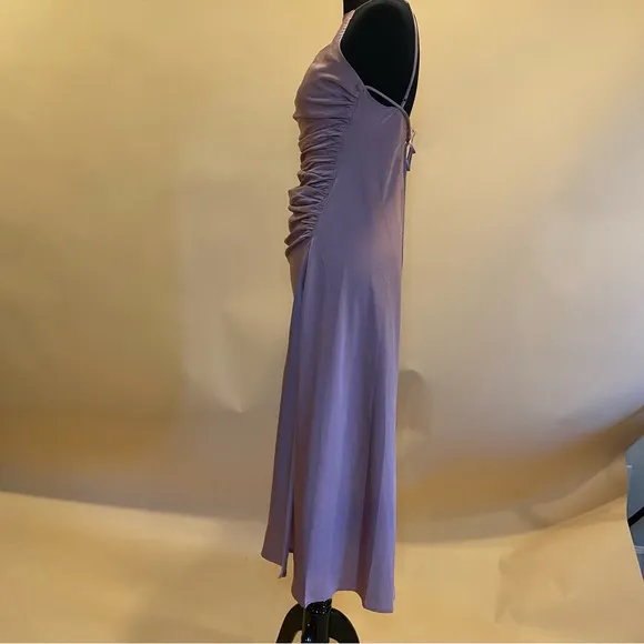ASTR The Label Mauve Halter Neck Satin Front Slit Midi Dress Size M NWT