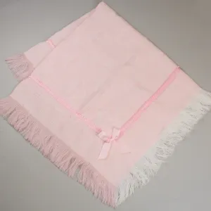 Baby Shawl with Ribbon and Bow - Pink - Pex Tassel