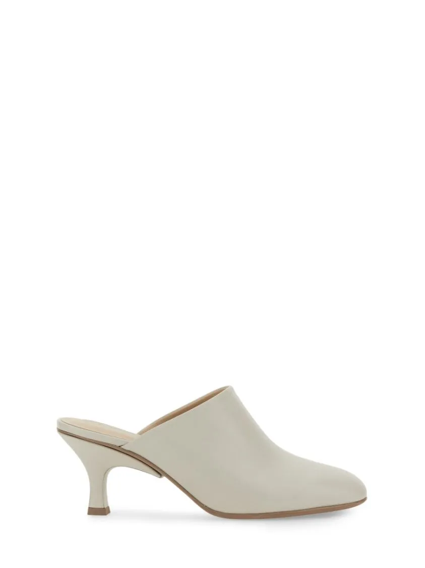 Backless Calfskin Sandals With Sophisticated Heel