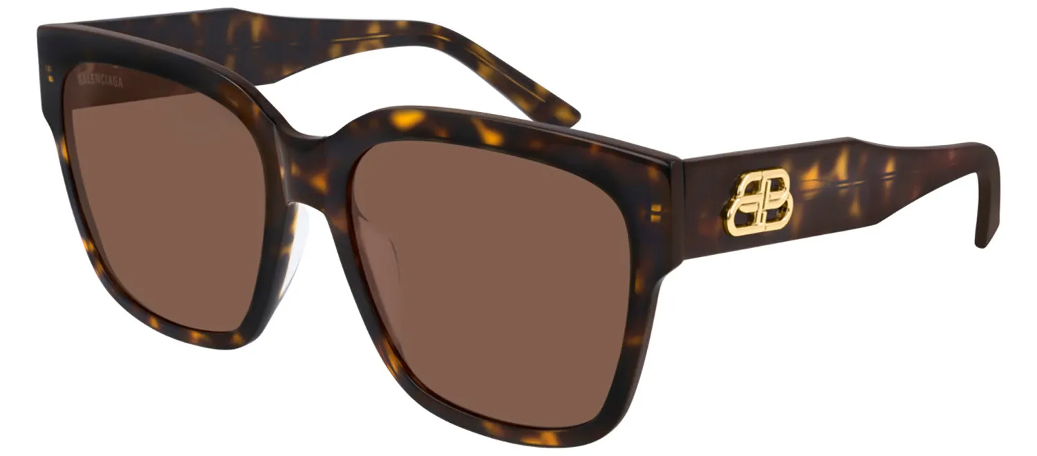 Balenciaga BB 0056S 002 Square Acetate Havana Sunglasses with Brown Lens