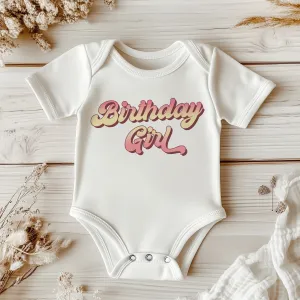 Birthday Girl Retro Style Baby Bodysuit