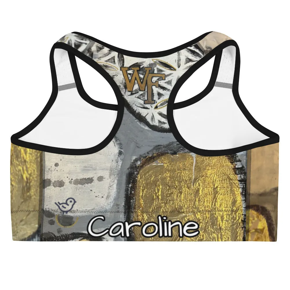 Black, White & Gold Sports Bra