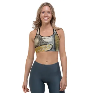 Black, White & Gold Sports Bra