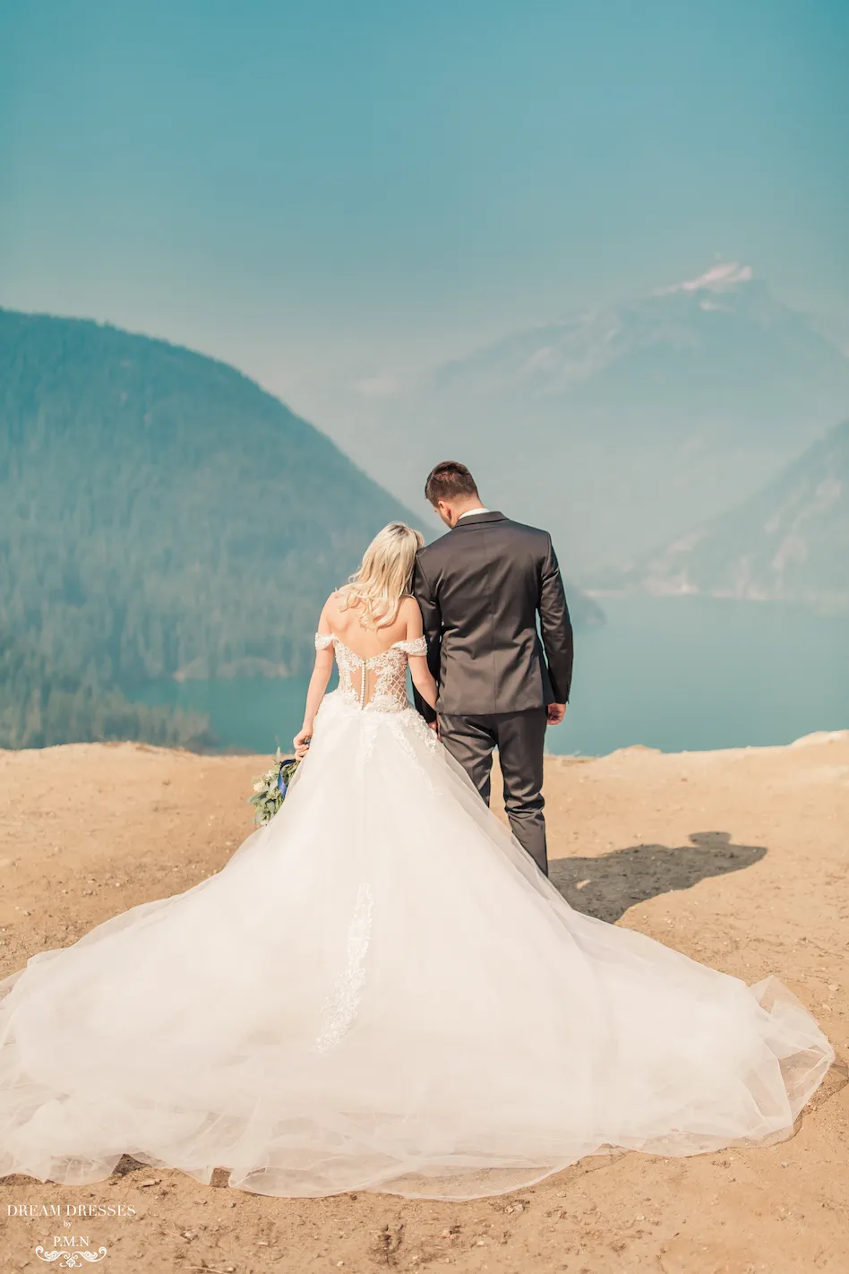 Blush Mermaid Wedding Dress with Removable Overskirt (#BELVA)
